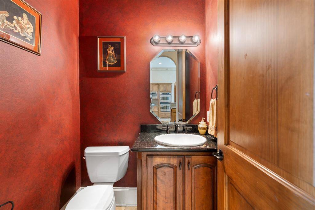 Powder bath with vanity.