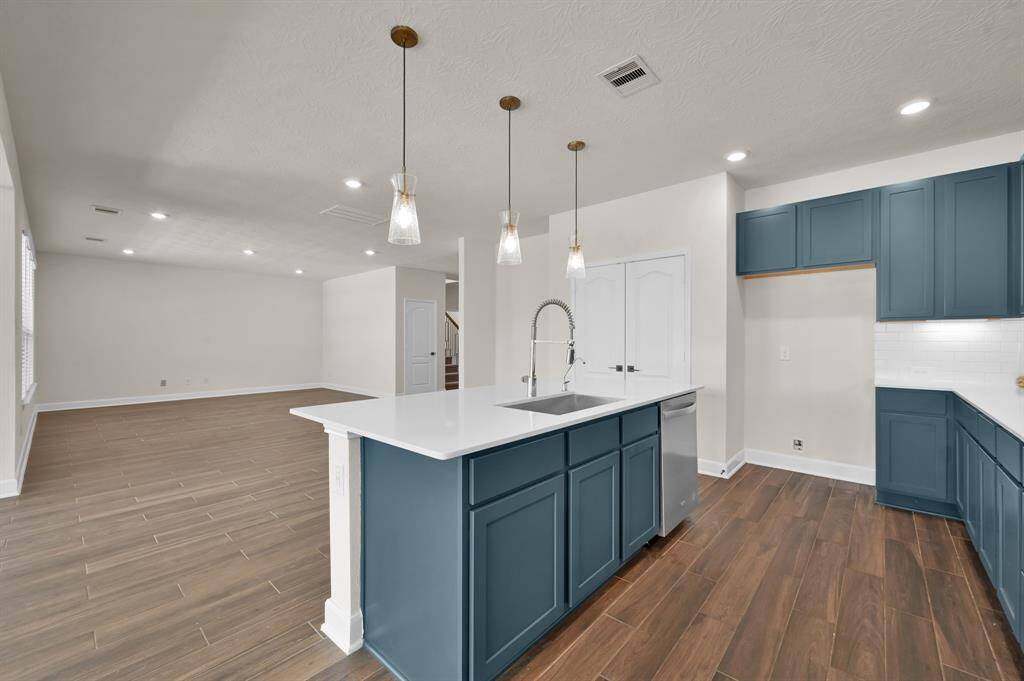 Spacious kitchen with center island