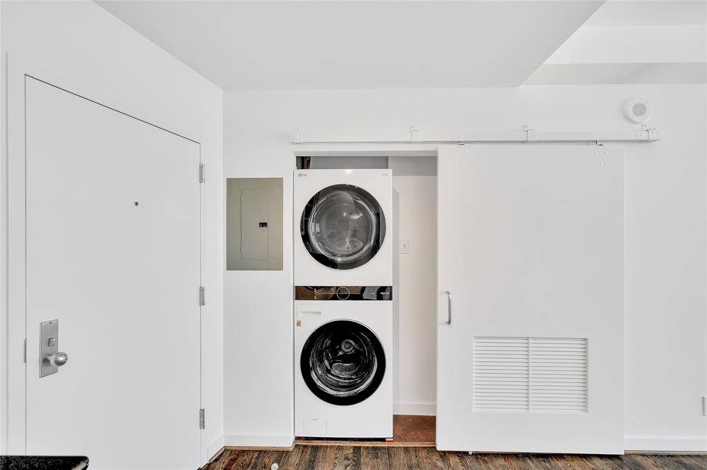 Washer and Dryer were replaced in 2022 with this stylish tower model.  This closet also houses the NEW HVAC SYSTEM INSTALLED MARCH 2025!!!  What a GREAT benefit for a new owner!!!