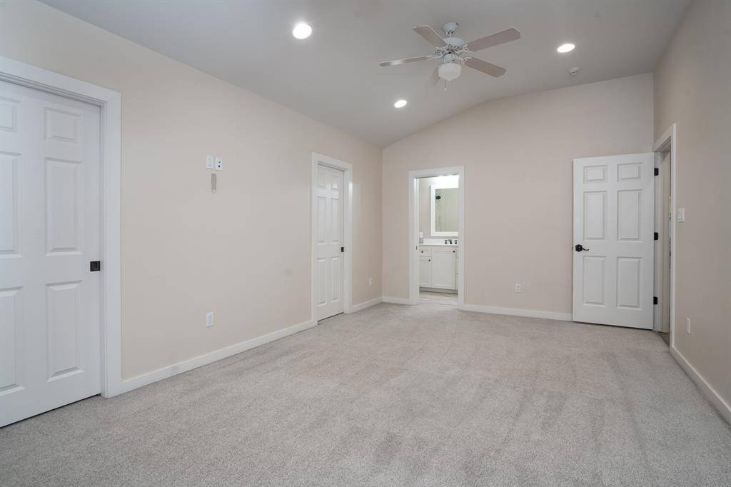 Great storage with two closets and neutral colors.