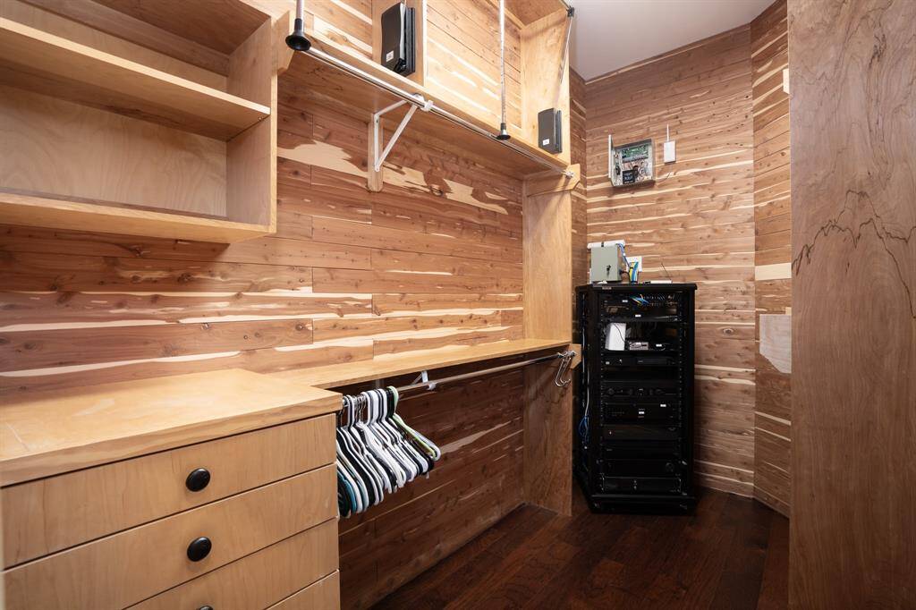 Primary closet is also cedar lined with built-in storage.