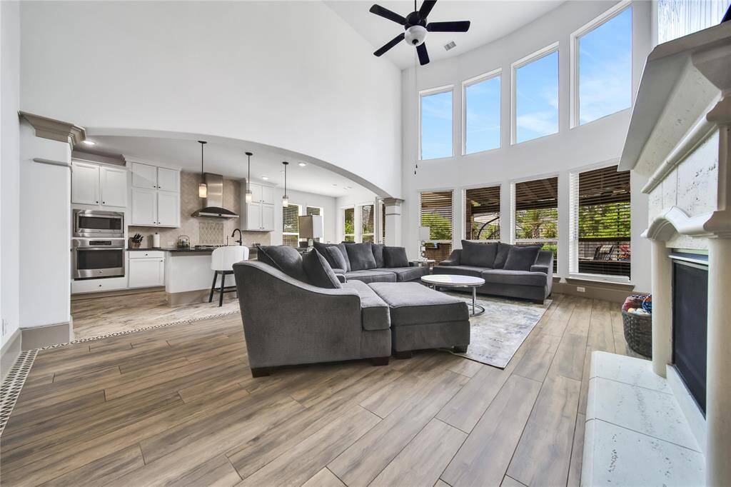 Family room with tons on natural light.