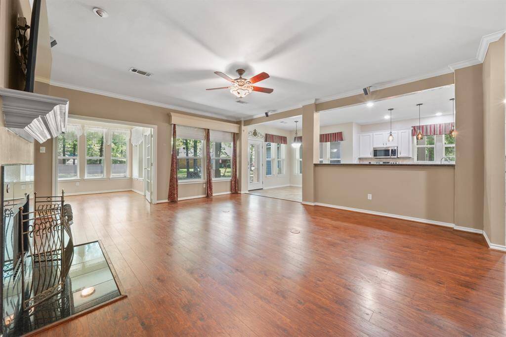View of the living room looking toward the kitchen