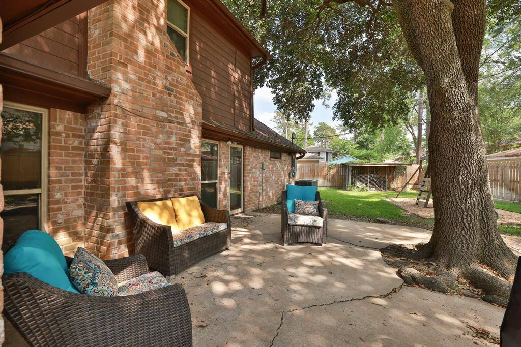 Patio area for outdoor seating.