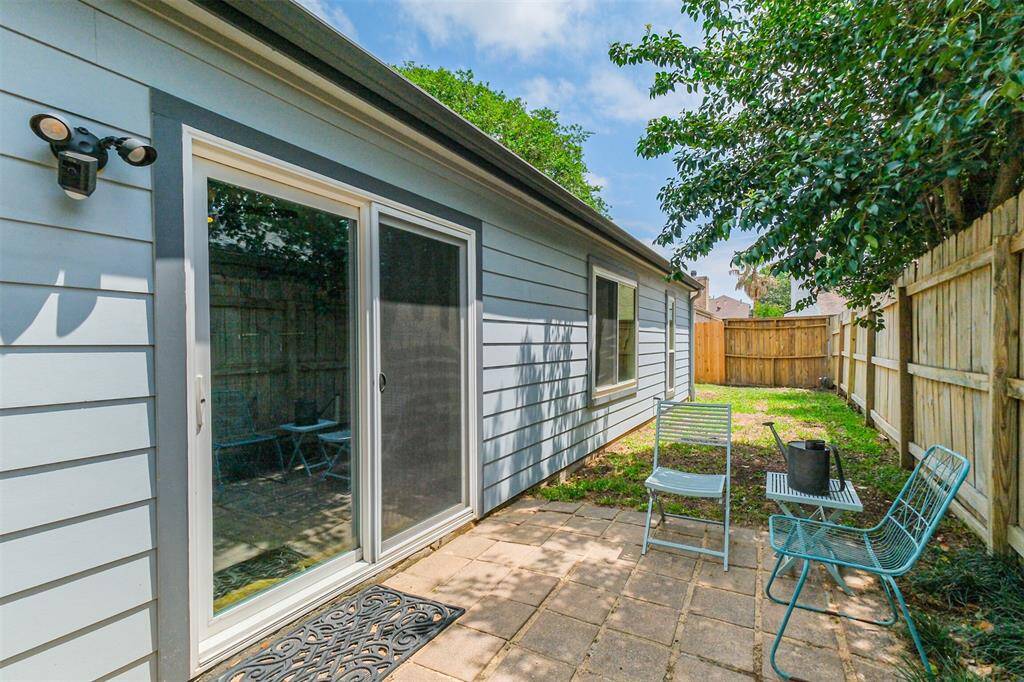 The patio located outside of the third bedroom.