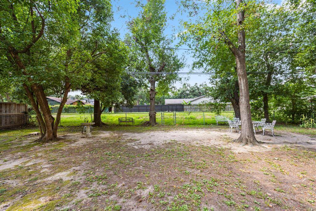 Back yard holds a lot of potential for gardening or other uses.
