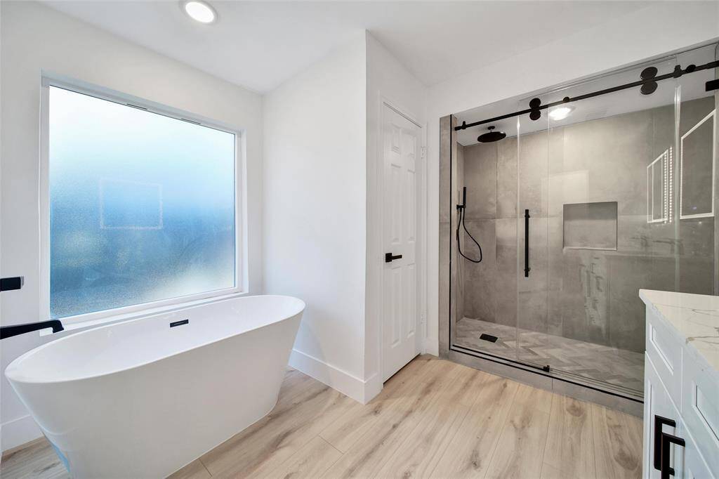 Free standing tub in the primary bathroom