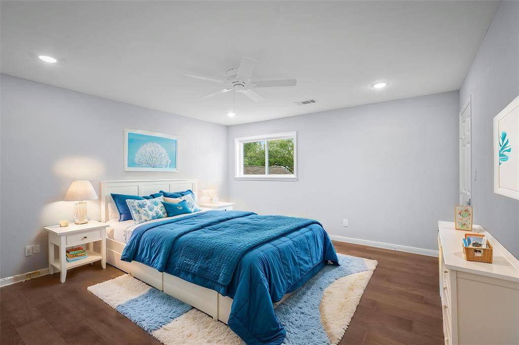 SECONDARY BEDROOM #3 - Virtually Staged. Canned lighting and ceiling fans in all the bedrooms. This room has an ensuite bathroom.