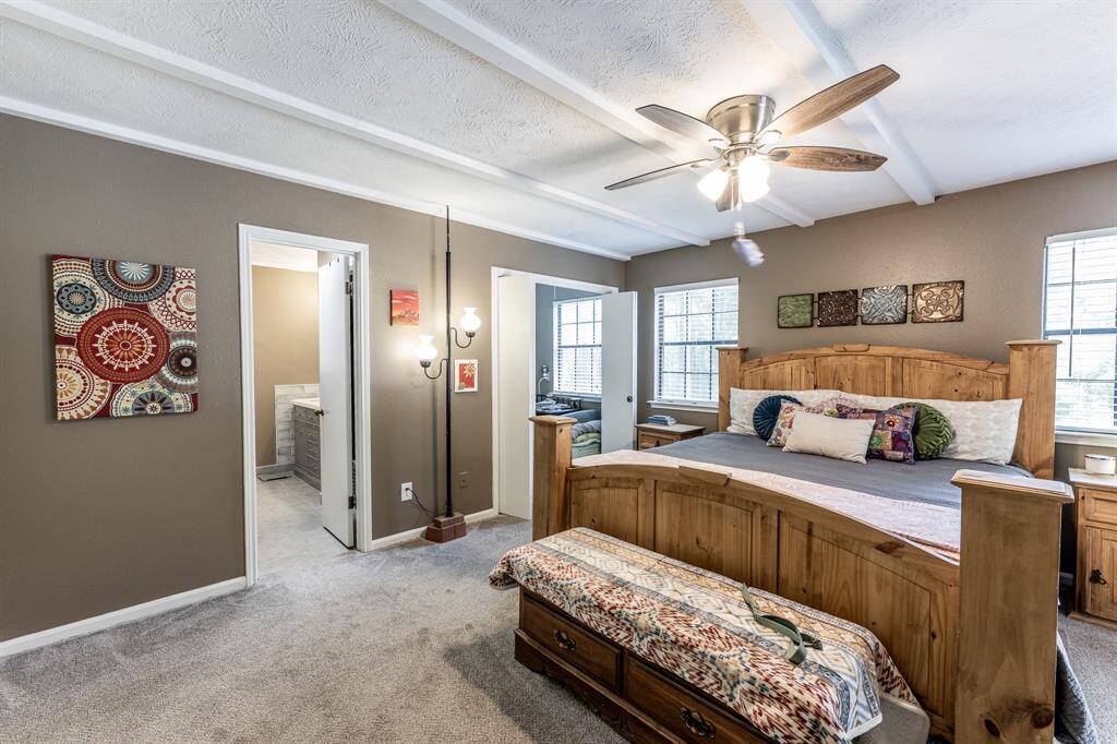 Primary bedroom from door.