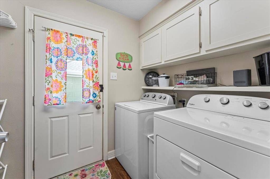 Laundry room near backdoor and easy access from the kitchen.
