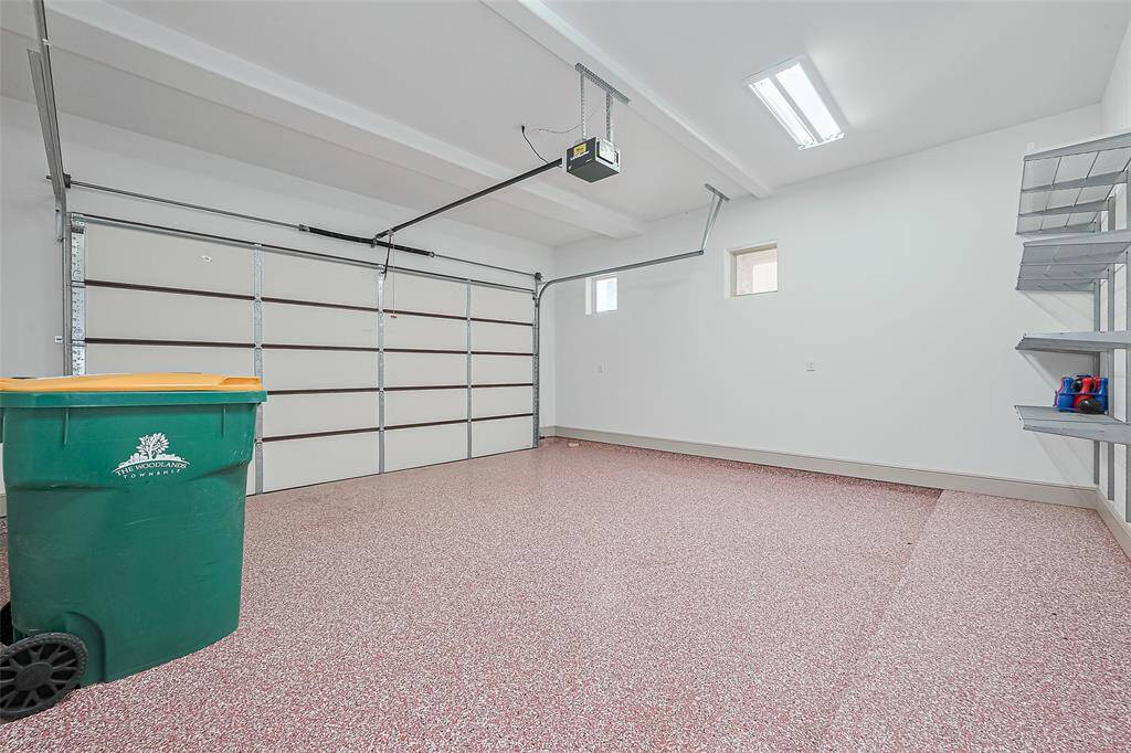 Garage with epoxy flooring
