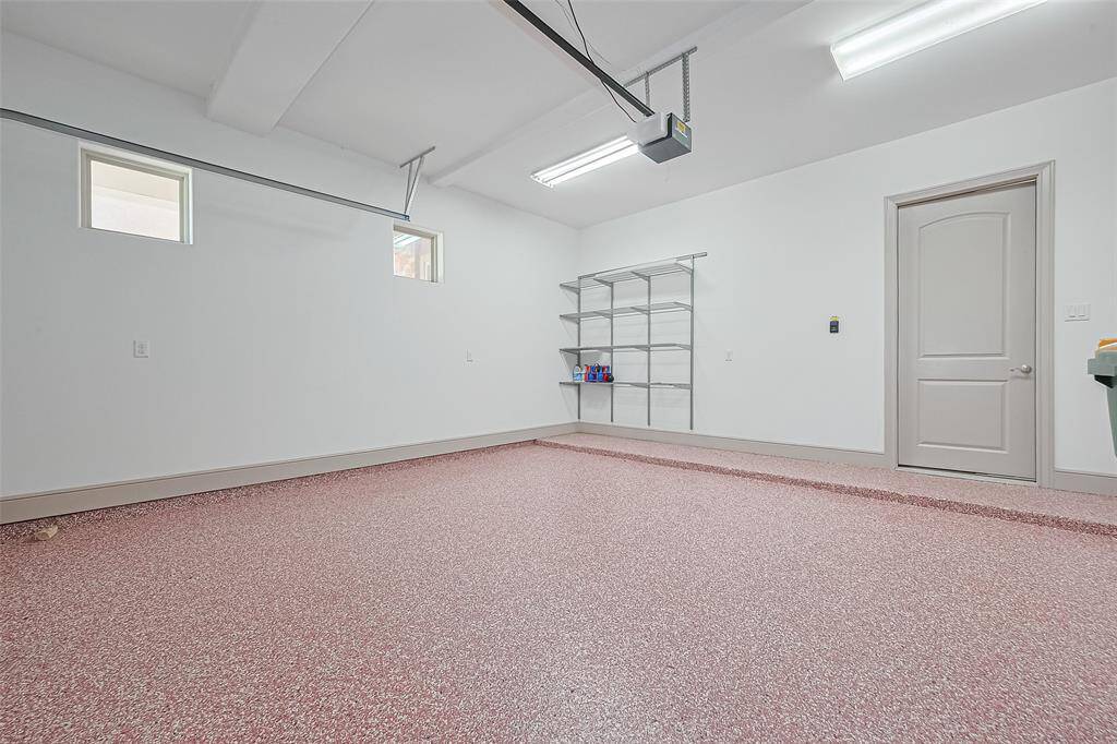 Garage with epoxy flooring