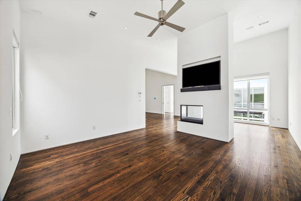 Primary bedroom overlooks pool
