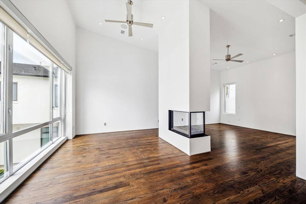 Primary bedroom overlooks pool