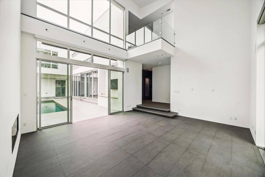 Living room looking at pool
