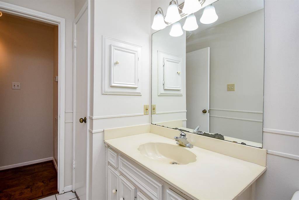 Upgrade this to your taste or keep this vintage cream shell sink.