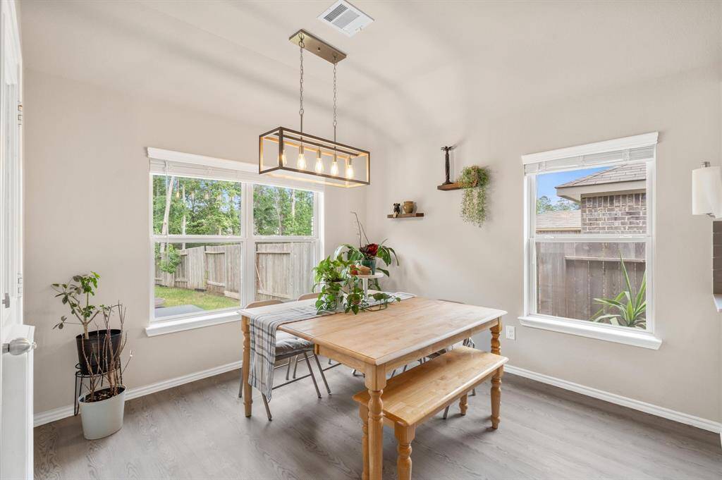 Dining area overlooking the backyard.