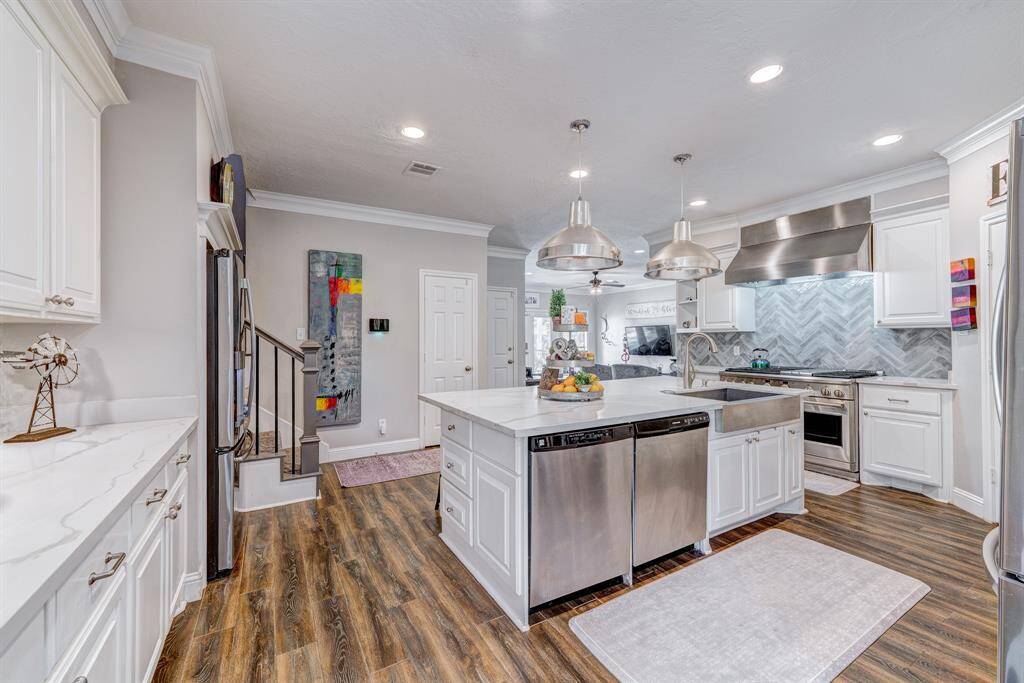 The kitchen has access to the back stairs and also a breakfast room.