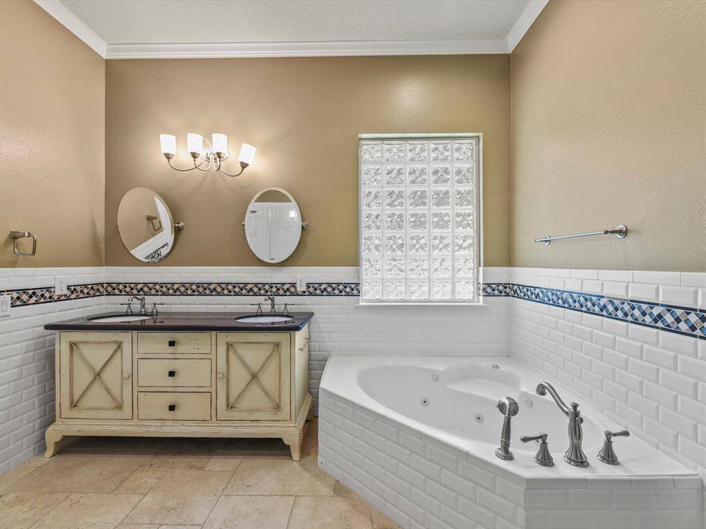 Custom vanity and Jetted Tub