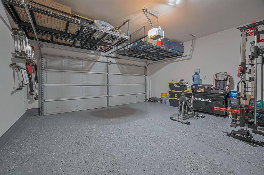 Impeccably organized two car garage.