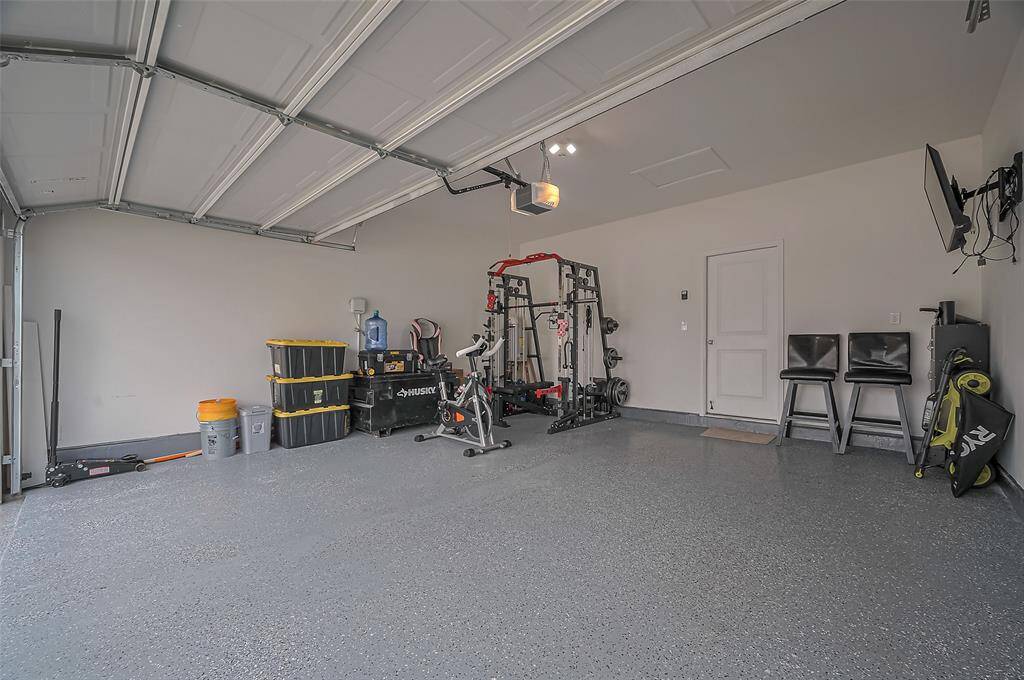 Impeccably organized two car garage.
