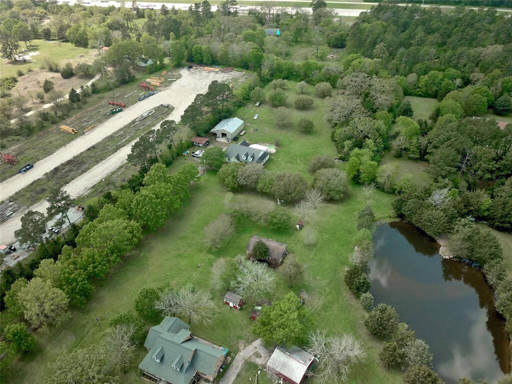 Aerial view over property