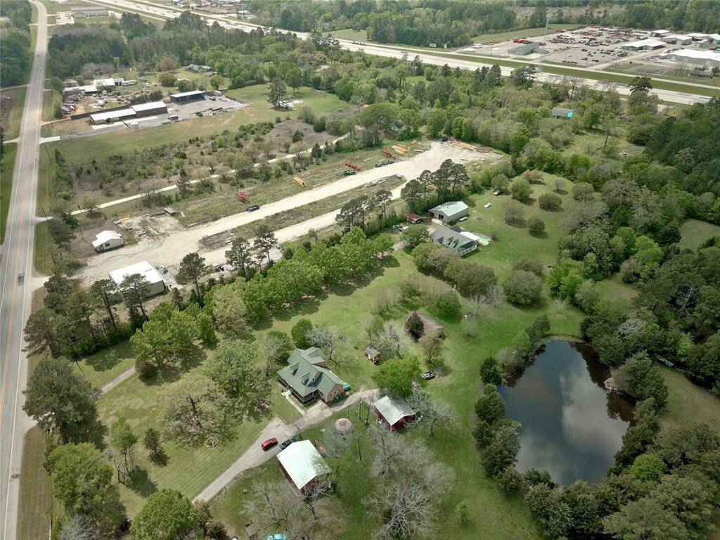 Aerial view over property