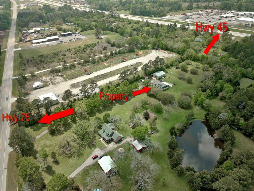 Aerial view over property