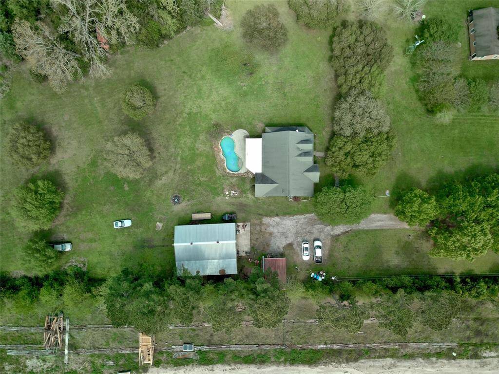 Aerial view over property