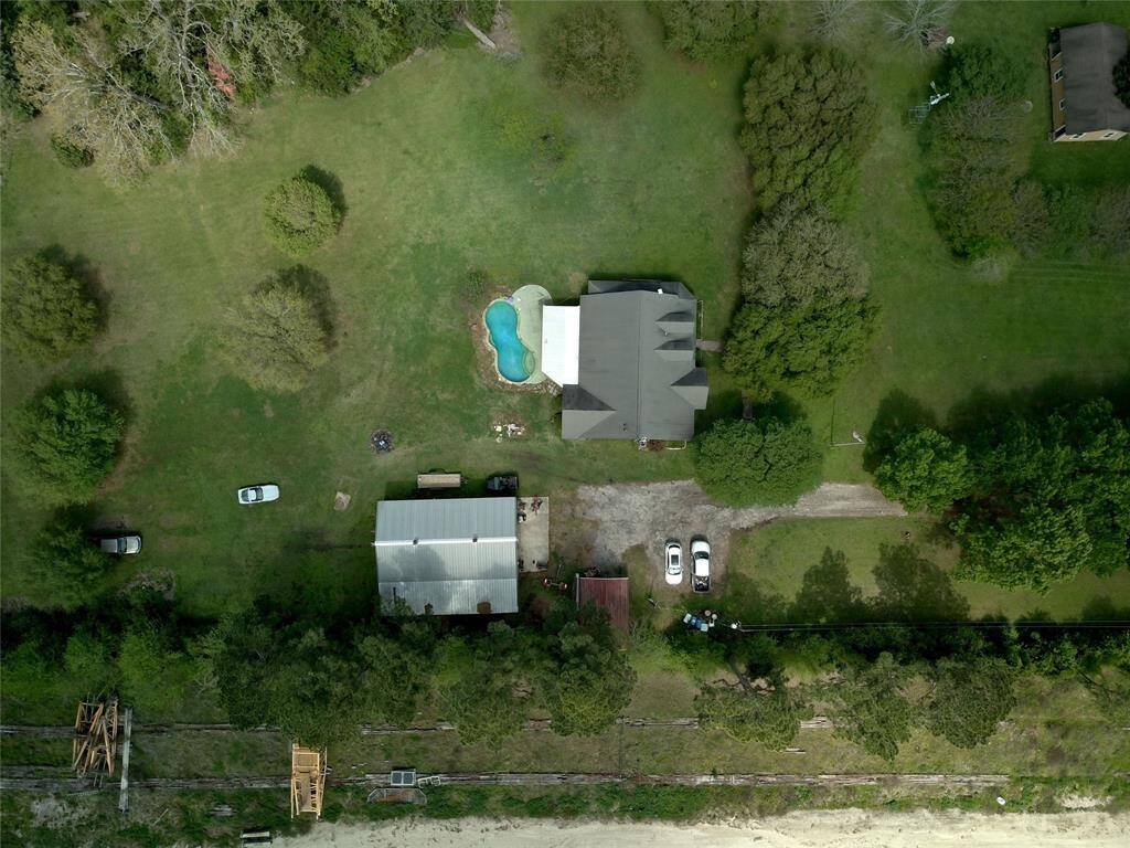 Aerial view over property