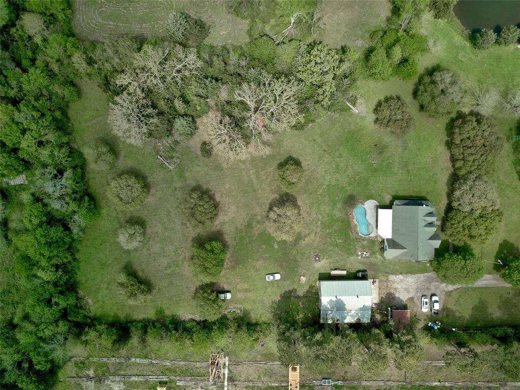 Aerial view over property