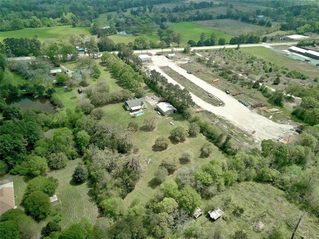 Aerial view over property
