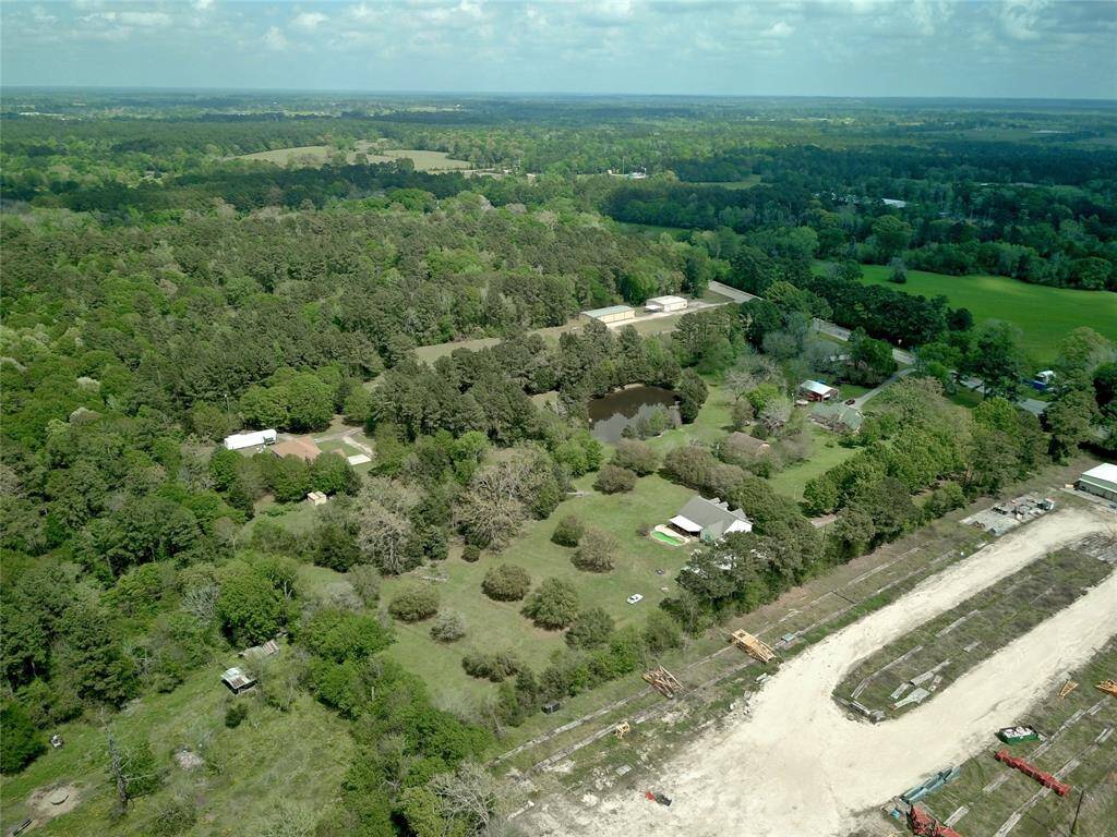 Aerial view over property