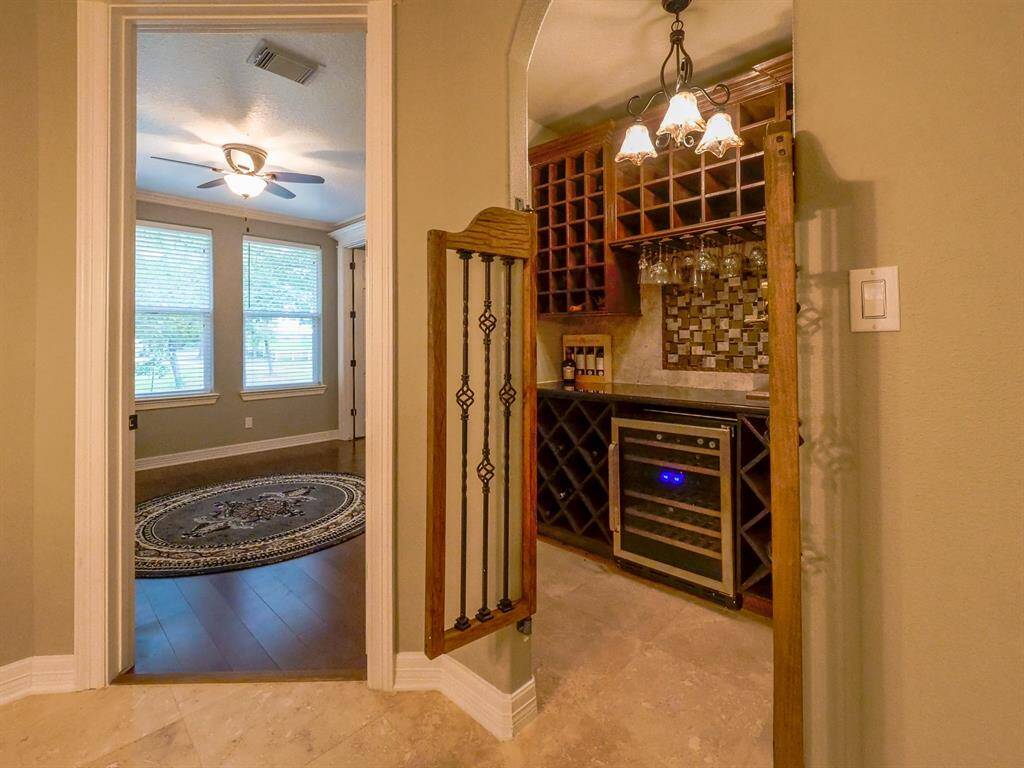 wine room and entrance to guest suite