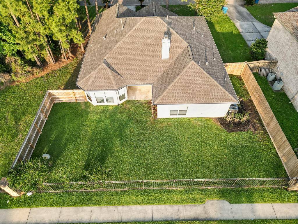 Arial view of backyard footprint and top of home