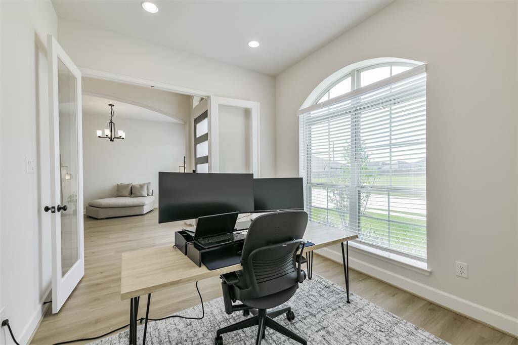Study has double French doors for privacy.