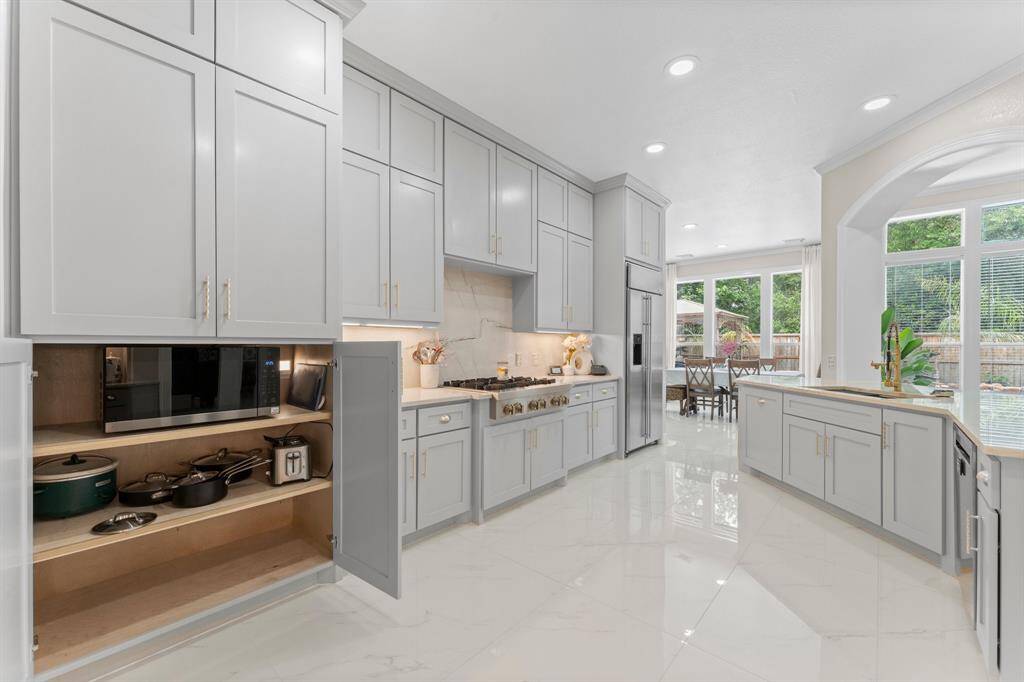 Under cabinet lights, appliance storage area.  Do not forget to check the walk-in pantry!