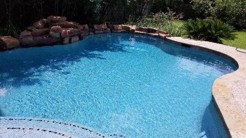 Newly plastered lagoon-like pool