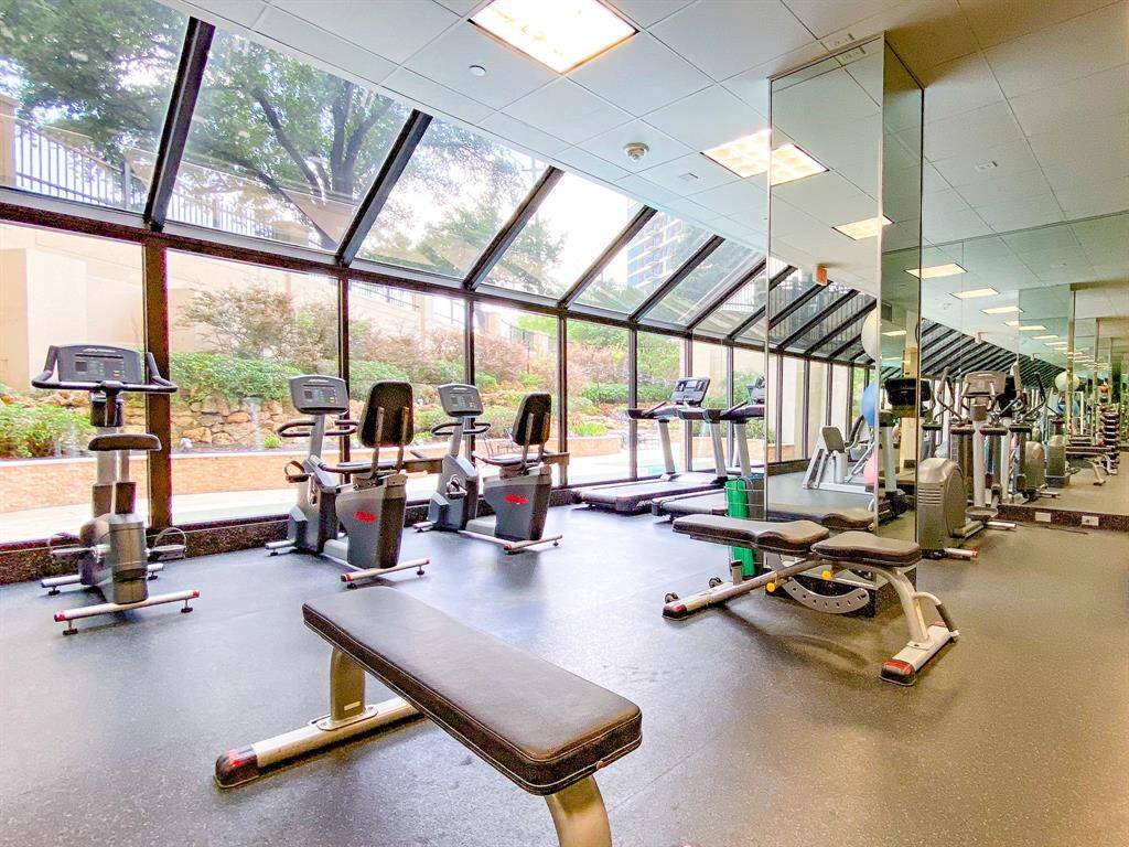Well equipped fitness center with dry sauna and steam room
