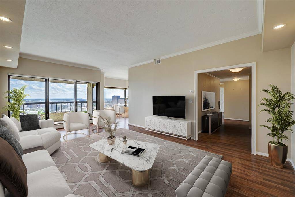 View from living room into formal entry on right