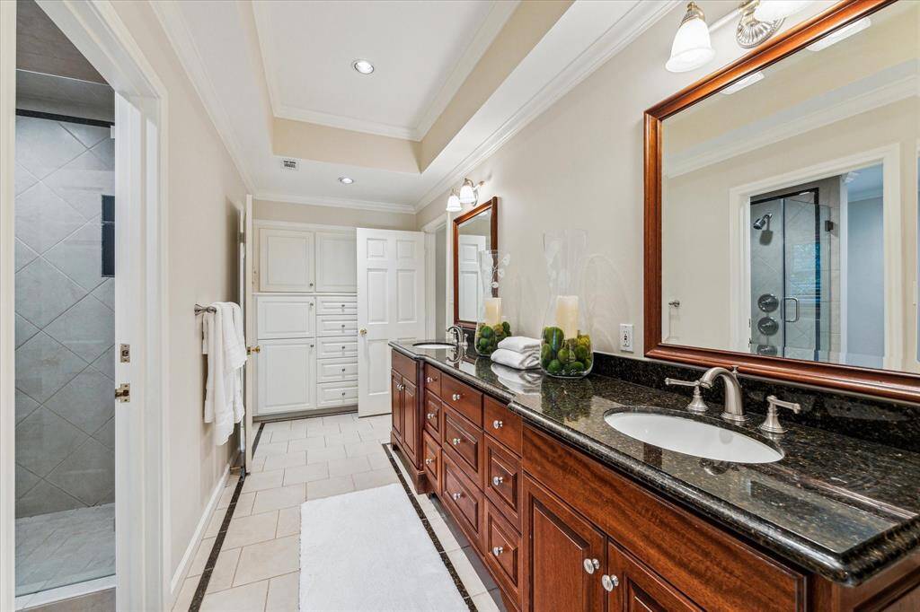 Primary Bath with built-ins and two large walk in closets