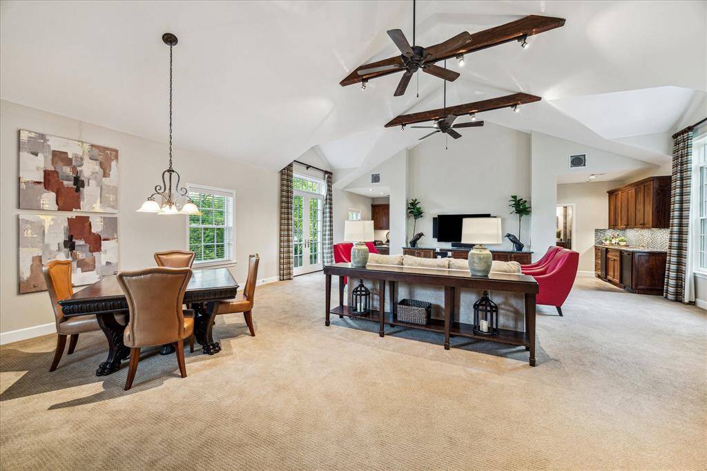 Game Room with vaulted ceilings