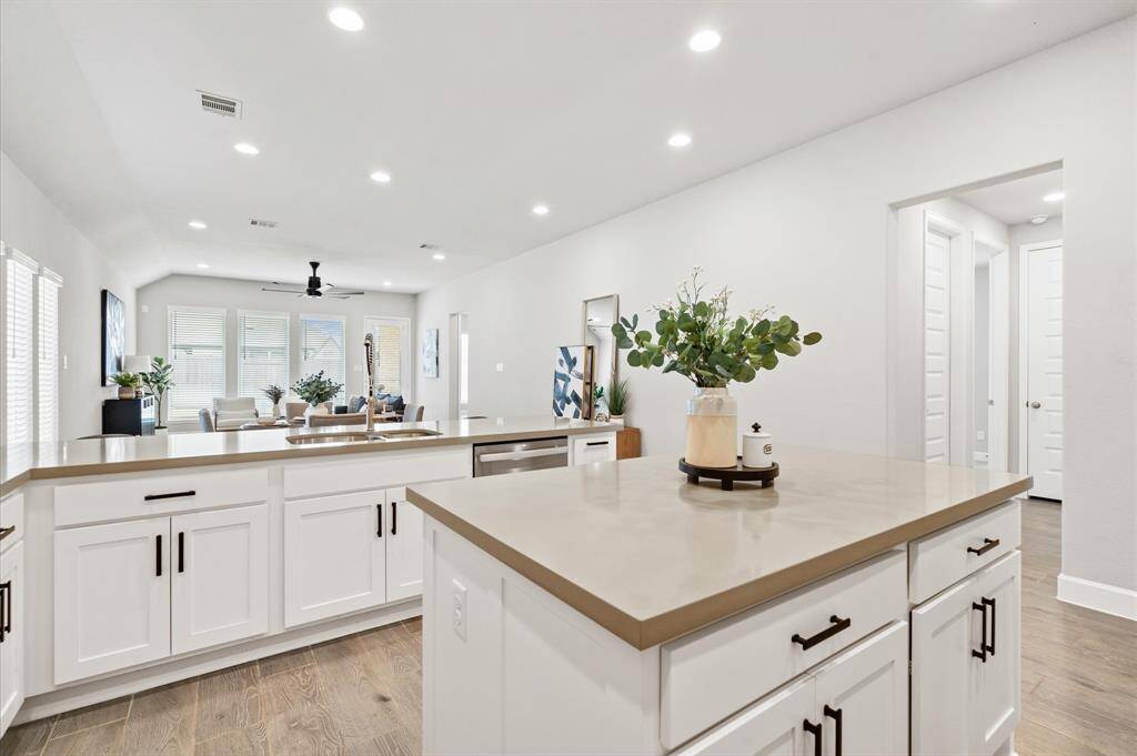 Abundant counterspace with an oversized sink.