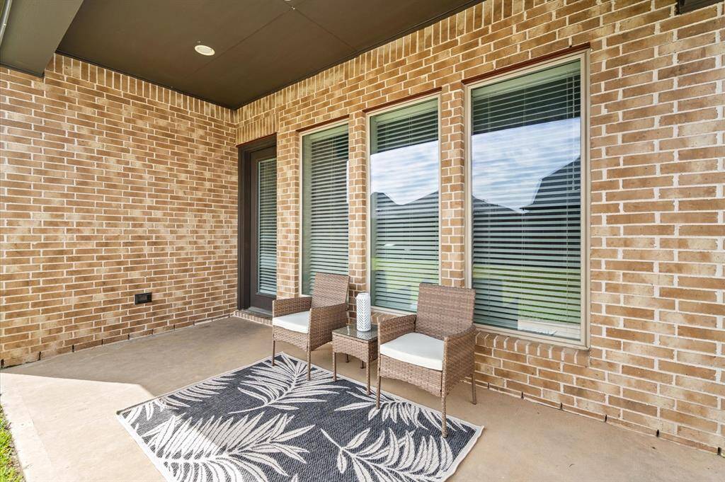 Covered patio for outdoor dining.