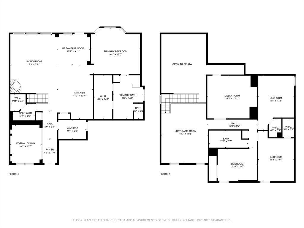 This detailed floor plan drawing highlights both the first and second story of the home, giving you a clear view of the layout and flow of the living spaces. The design maximizes functionality and space, offering a seamless transition between the formal and casual areas, along with generous bedrooms and living spaces throughout.