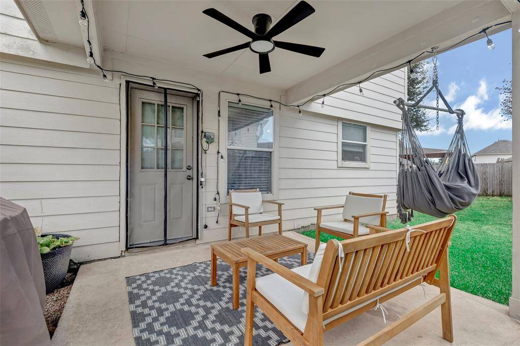 A closer look of the covered patio at the back of the house.