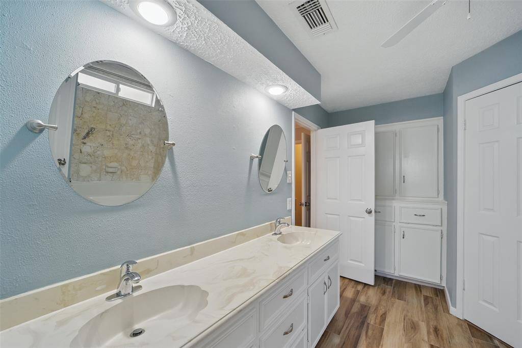 Dual vanity and plenty of storage.
