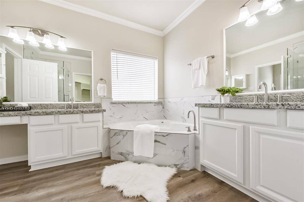 Dual granite counters, updated bath and shower.