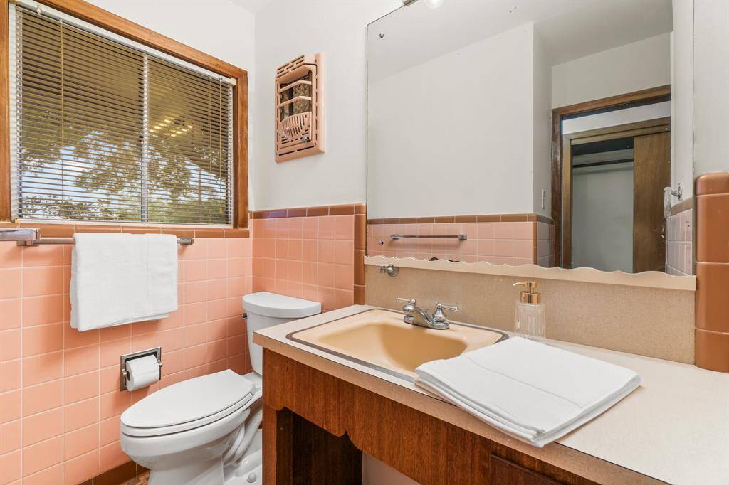Primary Bath with beautiful vintage tiles!