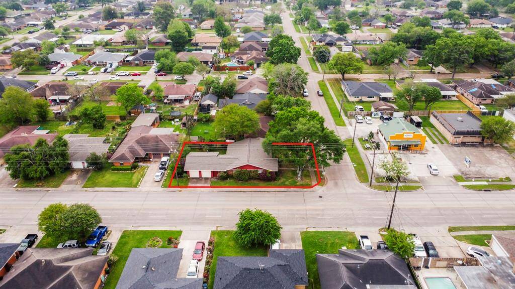 Aerial view of 2401 Halkies Road in Skylark Terrace neighborhood.